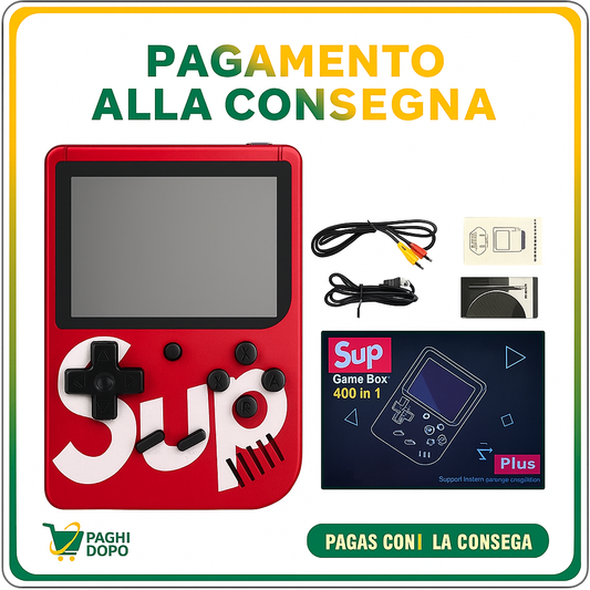 Sup Game Box Plus - Console retrò 400 in 1 + schermo da 3″ e batteria USB