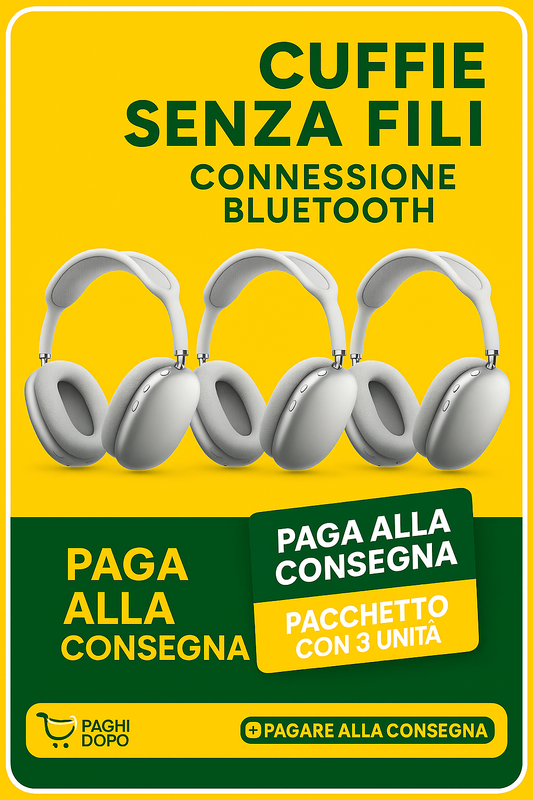 Set 3x Cuffie Bluetooth P9 - Hi-Fi Stereo, ANC, FM, microSD, 18h Autonomia